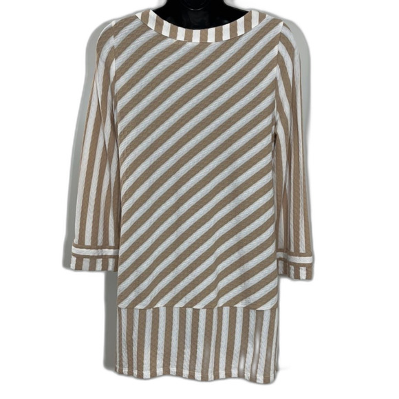 Soft Surroundings Glorietta Striped Top Cream Beige Size Xsmall - Picture 4 of 12